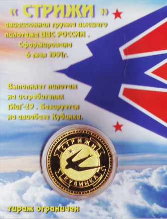 Сувенирная медаль (жетон) "Стрижи - 25 лет".