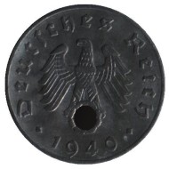 Монета 5 рейхспфеннигов. 1940 год, Германия (Третий Рейх). (B). Монета 5 рейхспфеннигов. 1940 год, Германия (Третий Рейх). (B).