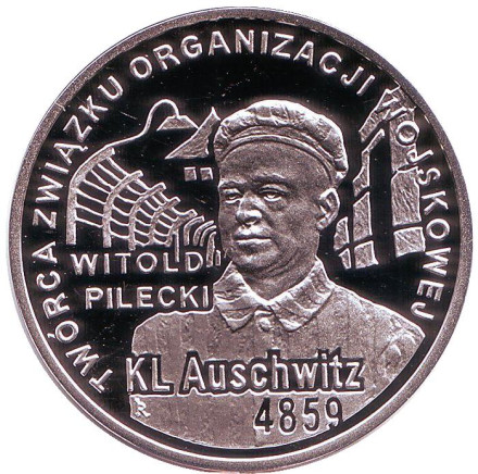 Монета 10 злотых. 2010 год, Польша. 65 лет освобождения концлагеря Аушвиц-Биркенау.