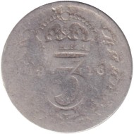 Монета 3 пенса. 1916 год, Великобритания. Монета 3 пенса. 1916 год, Великобритания.