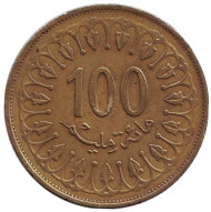 Монета 100 миллимов. 2013 год, Тунис. Из обращения. Монета 100 миллимов. 2013 год, Тунис. Из обращения.