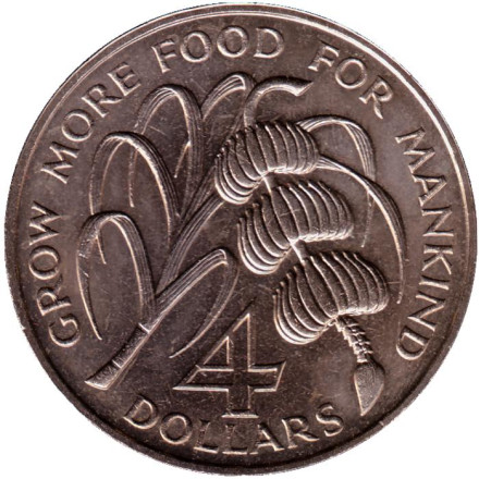 Монета 4 доллара. 1970 год, Монтсеррат. ФАО.