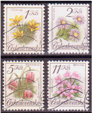 Цветы. Охрана природы. Марки почтовые. Серия из 4 штук. 1991 год, Чехословакия. Цветы. Охрана природы. Марки почтовые. Серия из 4 штук. 1991 год, Чехословакия.