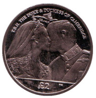 Монета 2 фунта. 2013 год, Южная Георгия и Южные Сандвичевы острова. Рождение Принца Джорджа. Монета 2 фунта. 2013 год, Южная Георгия и Южные Сандвичевы острова. Рождение Принца Джорджа.