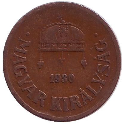 Монета 2 филлера. 1930 год, Венгрия. Монета 2 филлера. 1930 год, Венгрия.