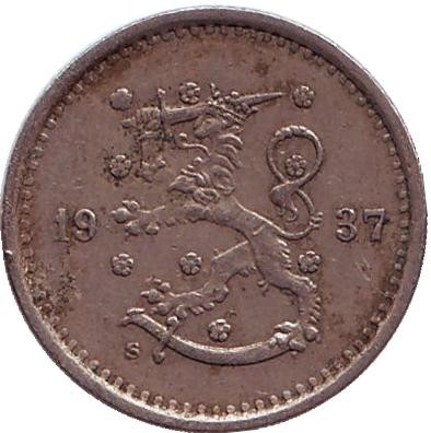 Монета 50 пенни. 1937 год, Финляндия. Монета 50 пенни. 1937 год, Финляндия.