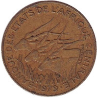 Монета 10 франков. 1979 год, Центральные Африканские Штаты. Африканские антилопы. (Западные канны). Монета 10 франков. 1979 год, Центральные Африканские Штаты. Африканские антилопы. (Западные канны).