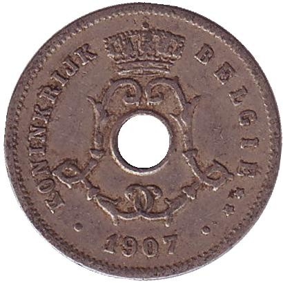Монета 5 сантимов. 1907 год, Бельгия. (Belgie)