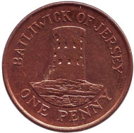 Монета 1 пенни. 2006 год, Джерси. Башня в Ле-Хок. Монета 1 пенни. 2006 год, Джерси. Башня в Ле-Хок.