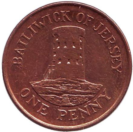 Монета 1 пенни. 2006 год, Джерси. Башня в Ле-Хок.