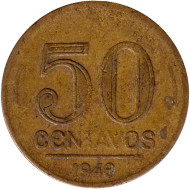 Монета 50 сентаво. 1946 год, Бразилия. Монета 50 сентаво. 1946 год, Бразилия.