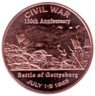 Битва при Геттисберге. Гражданская война. Монетовидный жетон. Унция меди 999. США. Битва при Геттисберге. Гражданская война. Монетовидный жетон. Унция меди 999. США.