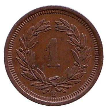 Монета 1 раппен. 1883 год, Швейцария.
