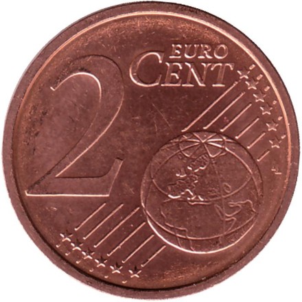 Монета 2 цента. 2008 год (G), Германия.