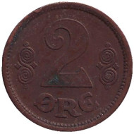 Монета 2 эре. 1914 год, Дания.