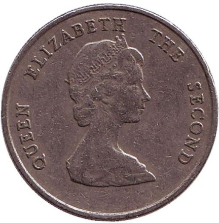 Монета 25 центов. 1993 год, Восточно-Карибские государства. Галеон "Золотая лань" сэра Френсиса Дрейка.