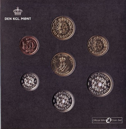 Годовой набор монет Дании 2017 года. (7 штук). Годовой набор монет Дании 2017 года. (7 штук).