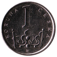 Монета 1 крона. 2013 год, Чехия. Монета 1 крона. 2013 год, Чехия.