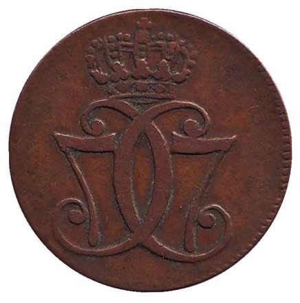 Монета 1 скиллинг. 1771 год, Дания. (Без ошибки в слове "DANSKE") Монета 1 скиллинг. 1771 год, Дания. (Без ошибки в слове "DANSKE")