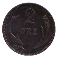 Монета 2 эре. 1897 год, Дания. Монета 2 эре. 1897 год, Дания.