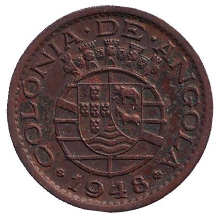 Монета 20 сентаво. 1948 год, Ангола в составе Португалии. 300 лет революции 1648 года. Монета 20 сентаво. 1948 год, Ангола в составе Португалии. 300 лет революции 1648 года.