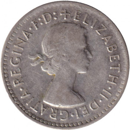 Монета 3 пенса. 1957 год, Австралия.