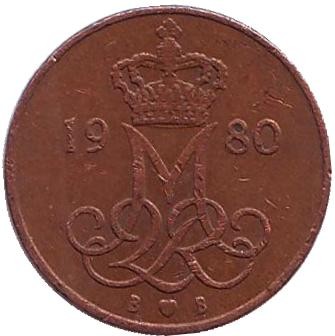 Монета 5 эре. 1980 год, Дания.