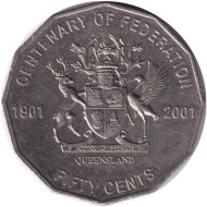Монета 50 центов. 2001 год, Австралия. 100-летие федерации. Квинсленд. Монета 50 центов. 2001 год, Австралия. 100-летие федерации. Квинсленд.