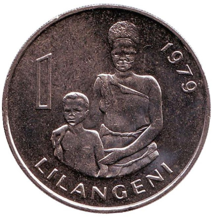 Монета 1 лилангели. 1979 год, Свазиленд. Король Собуза II.