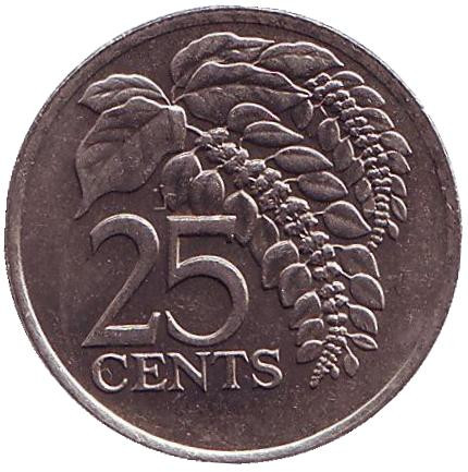 Монета 25 центов. 1993 год, Тринидад и Тобаго. Чакония.