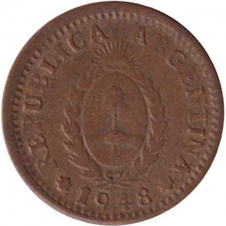 Монета 1 сентаво. 1948 год, Аргентина.