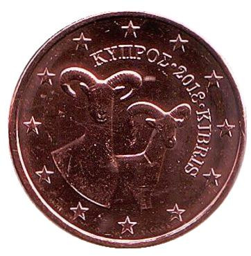 Монета 1 цент. 2018 год, Кипр.