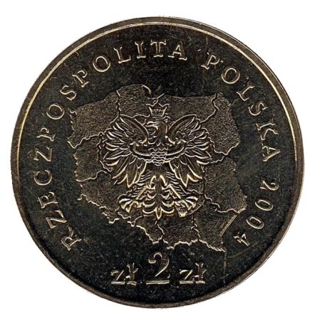 Монета 2 злотых. 2004 год, Польша. Любушское воеводство. Монета 2 злотых. 2004 год, Польша. Любушское воеводство.