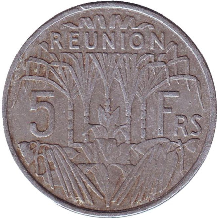 Монета 5 франков. 1955 год, Реюньон.