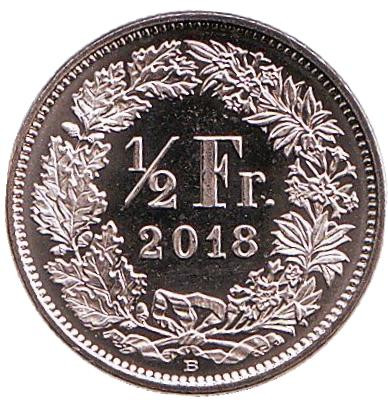 Монета 1/2 франка. 2018 год, Швейцария. UNC.