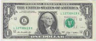 Банкнота 1 доллар. 2009 год, США. "L" - Сан-Франциско. P-530.  Банкнота 1 доллар. 2009 год, США. "L" - Сан-Франциско. P-530.