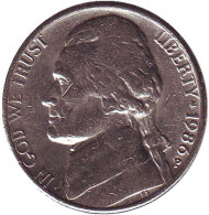 Монета 5 центов. 1986 год (P), США. Джефферсон. Монтичелло. Монета 5 центов. 1986 год (P), США. Джефферсон. Монтичелло.
