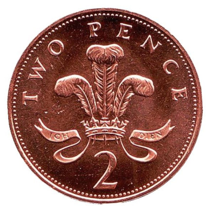 Монета 2 пенса. 1987 год, Великобритания. BU.