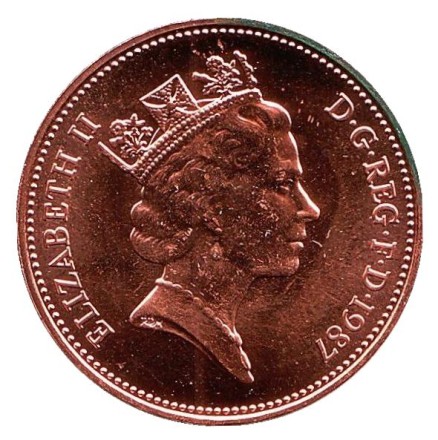 Монета 2 пенса. 1987 год, Великобритания. BU. Монета 2 пенса. 1987 год, Великобритания. BU.