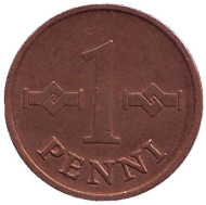 Монета 1 пенни. 1968 год, Финляндия. Монета 1 пенни. 1968 год, Финляндия.