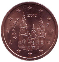 Монета 2 цента. 2015 год, Испания. Монета 2 цента. 2015 год, Испания.