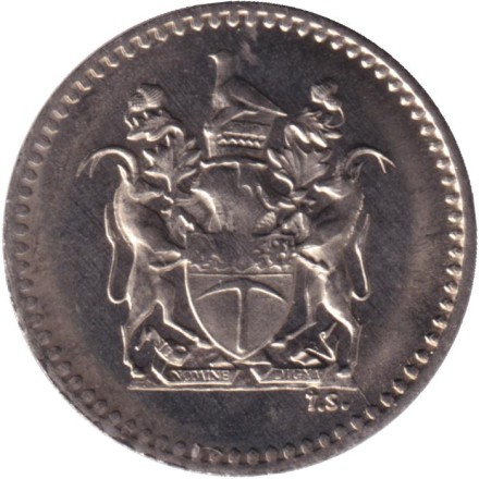 Монета 2 1/2 цента. 1970 год, Родезия.