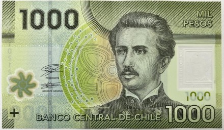 Банкнота 1000 песо. 2021 год, Чили. Банкнота 1000 песо. 2021 год, Чили.