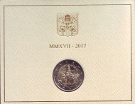 Монета 2 евро. 2017 год, Ватикан. 100 лет Фатимским явлениям Девы Марии. Монета 2 евро. 2017 год, Ватикан. 100 лет Фатимским явлениям Девы Марии.