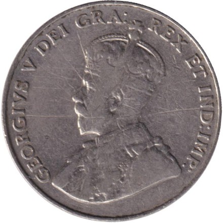 Монета 5 центов. 1933 год, Канада. Монета 5 центов. 1933 год, Канада.