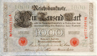Рейхсбанкнота 1000 марок. 1910 год, Германская империя. Рейхсбанкнота 1000 марок. 1910 год, Германская империя.