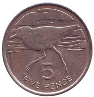 Монета 5 пенсов. 1984 год, Остров Святой Елены и Вознесения. Зуёк. Монета 5 пенсов. 1984 год, Остров Святой Елены и Вознесения. Зуёк.