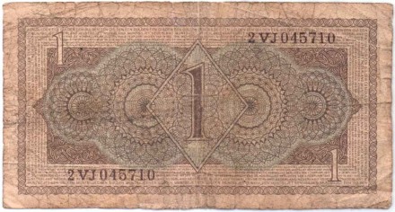 Банкнота 1 гульден. 1949 год, Нидерланды. Банкнота 1 гульден. 1949 год, Нидерланды.