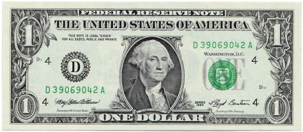 Банкнота 1 доллар. 1993 год, США.