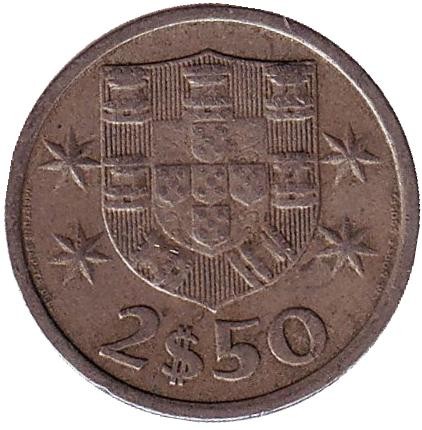 Монета 2,5 эскудо. 1964 год, Португалия.